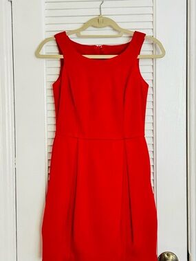 Classic Red Sleeveless Sheath Dress - Women's
